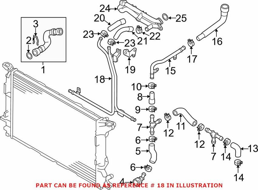 Audi Engine Coolant Pipe 06E121083F